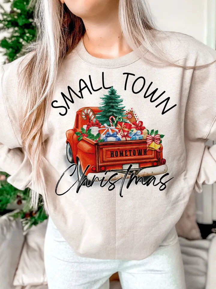 Small Town Christmas PNG-Hometown Christmas-Farm Fresh Christmas Trees png-Blue Truck-Christmas Truck png-Vintage-Christmas Tradition