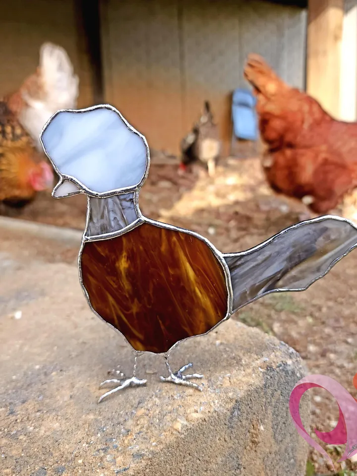Stained Glass Chicken Suncatcher Cute Polish Hen Decor for Farmhouse Memorial Gift for Chicken Lover
