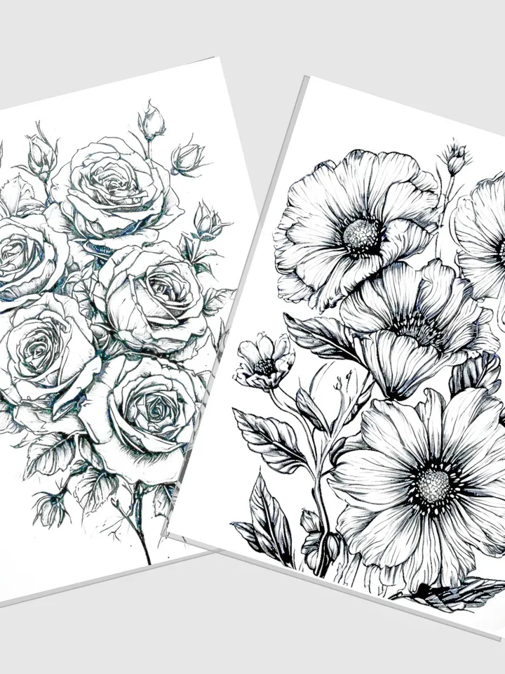 Bright Flowers Coloring Pages for download