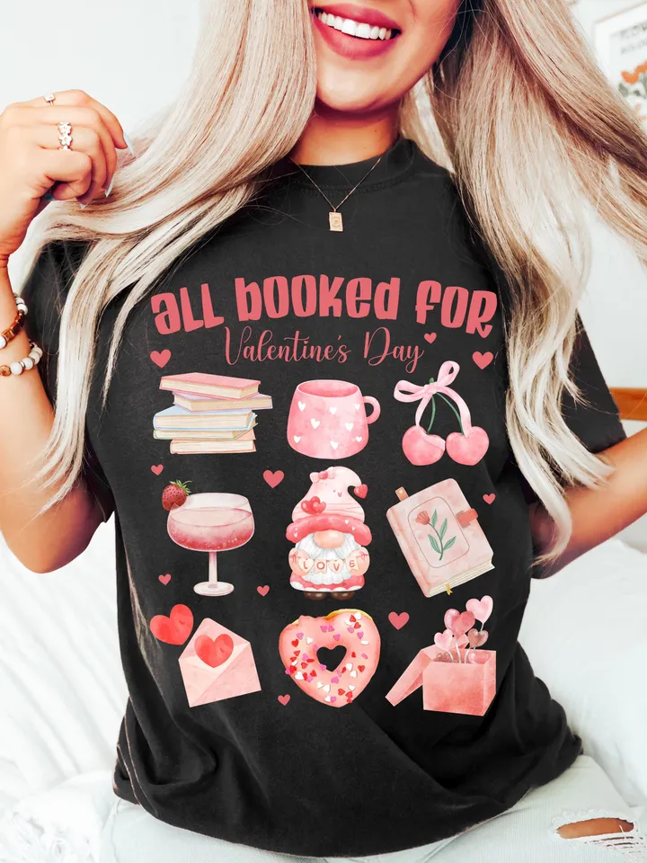 All Booked for Valentines PNG, Teacher Valentine Png, Valentine Coquette Png, Book Lover Shirt Design, Bookish Png, XOXO Png, Love Png