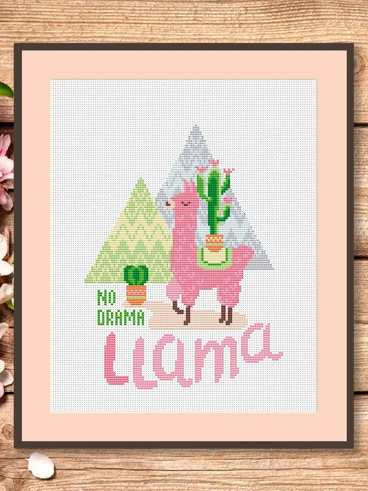 No Drama Llama Cross Stitch Pattern, Animals Cross Stitch, Embroidery Lama, Llama xStitch, No Drama Lama Pattern,Modern Cross Stitch #anm031