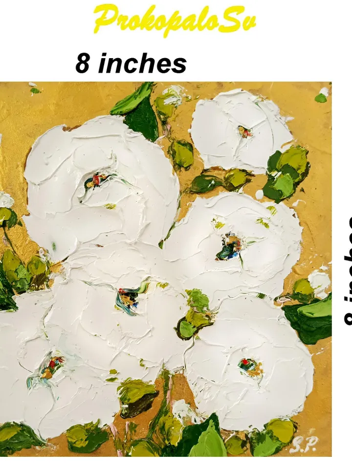 Rose Painting Flowers Original Art 8х8 Impasto Oil Painting Floral Boho Art Roses by ArtProkopaloSv