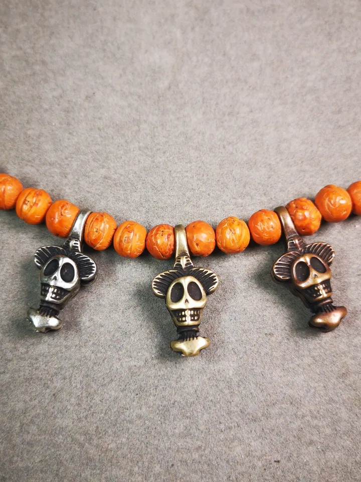 Gandhanra Handmade Tibetan Buddhist Mala Clip,Skull Sitavana Bum Counter Clip for Prayer Beads,Mala Accessories