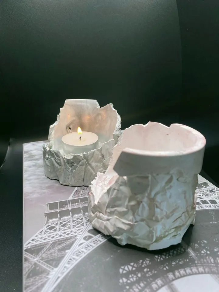 Candlestick or jewelry stand made of plaster