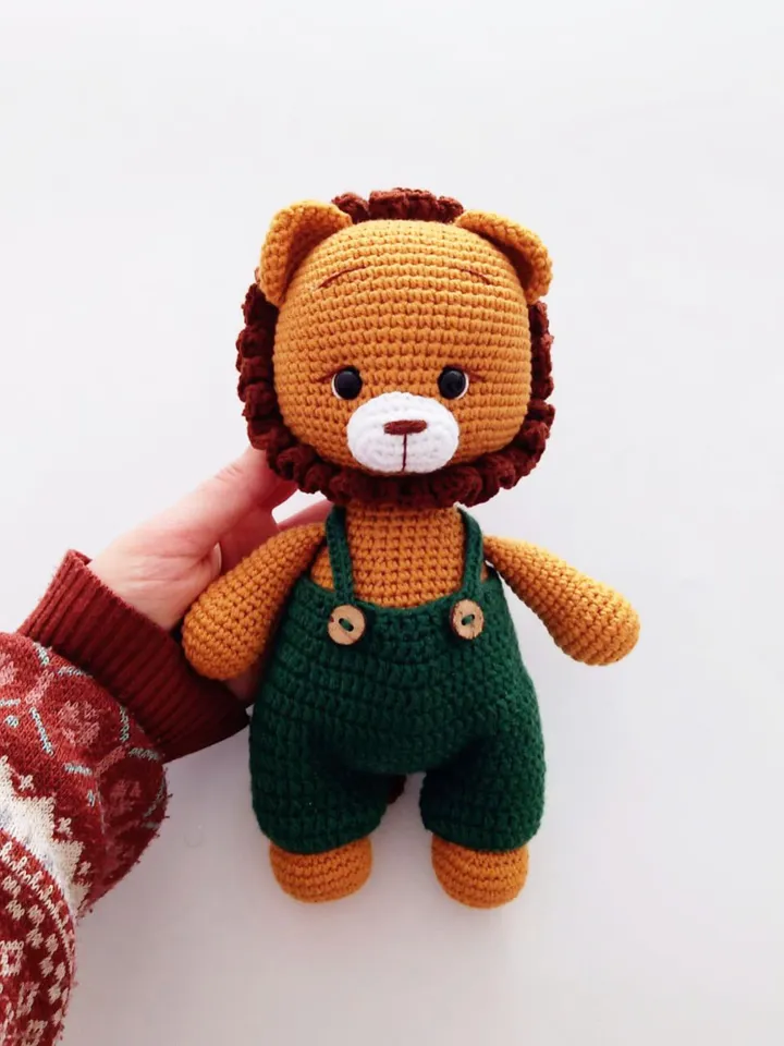 Handmade Crochet Lion Toy, Crochet Plush Lion Doll, Perfect Crochet Lion Gift, Personalized Amigurumi Animal Toy, Cute Lion Crochet For Kids