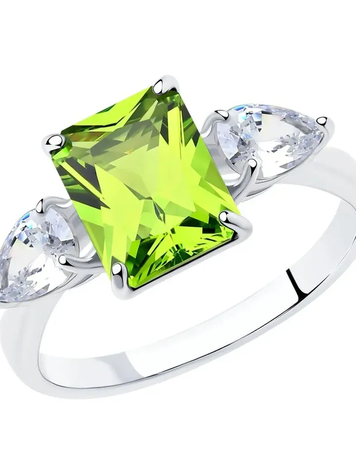 Silver ring for women 925 assay value with sitall and cubic zirconia stones