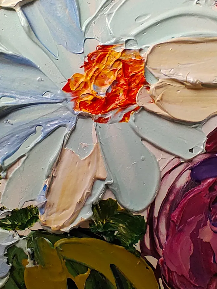 Sunflower painting Flower Original Art 10 by 10 inches Floral Artwork impasto oil painting art by Natalia Plotnikova
