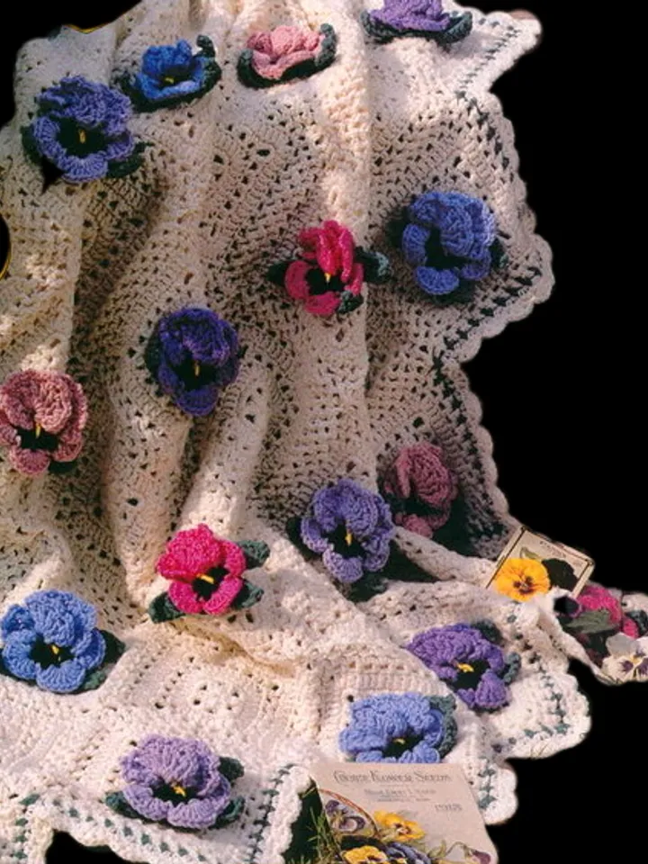 Pansy Perfection Afghan Vintage Crochet Pattern 266