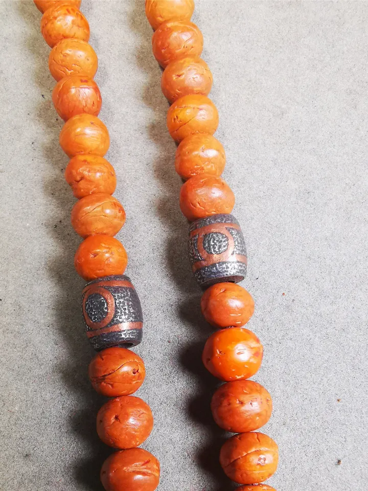 Gandhanra Handmade Tibetan Mala Spacer Beads,Cold Iron 3 Eyes Dzi Marker Beads for Prayer Beads Necklace Accessories,0.35&quot; × 0.43&quot;