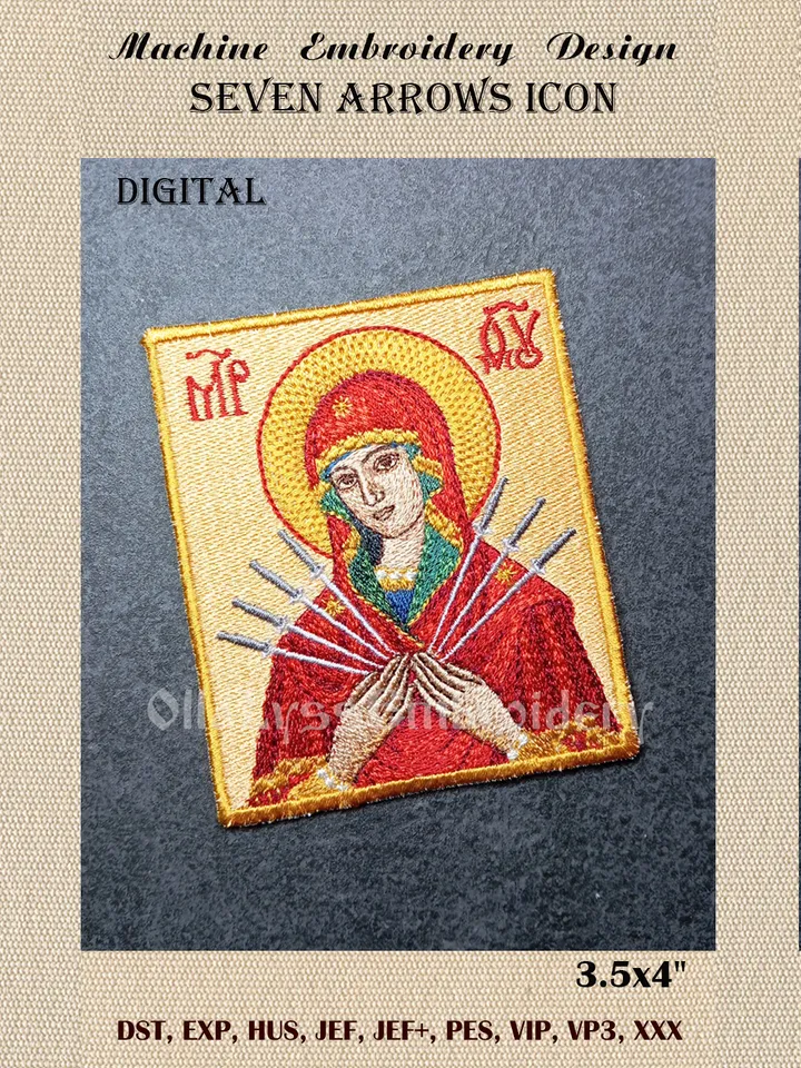 Seven arrows icon embroidery design