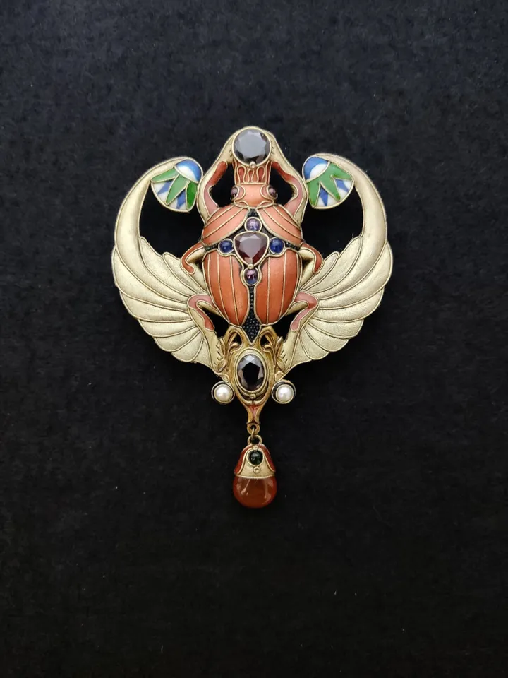 Egyptian Scarab Brooch, Scarab beetle, Egyptian Jewelry, Scarab Jewelry