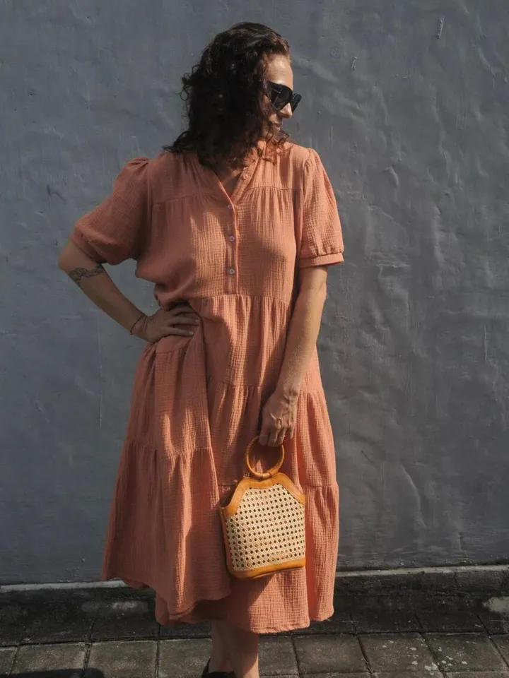 Romantic musline summer feminine NATA dress / comfort women vacation summer long oversize dress | maxi flowy cotton designer dress