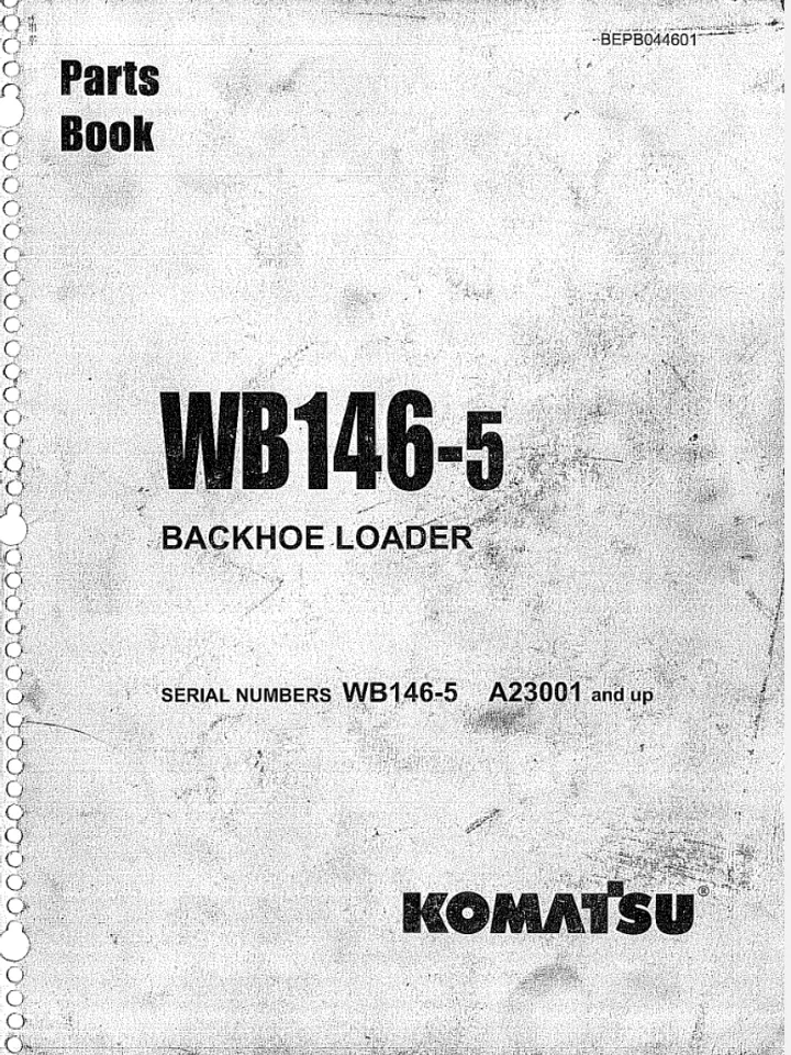 KOMATSU WB146-5 BACKHOE LOADER PARTS BOOK MANUAL