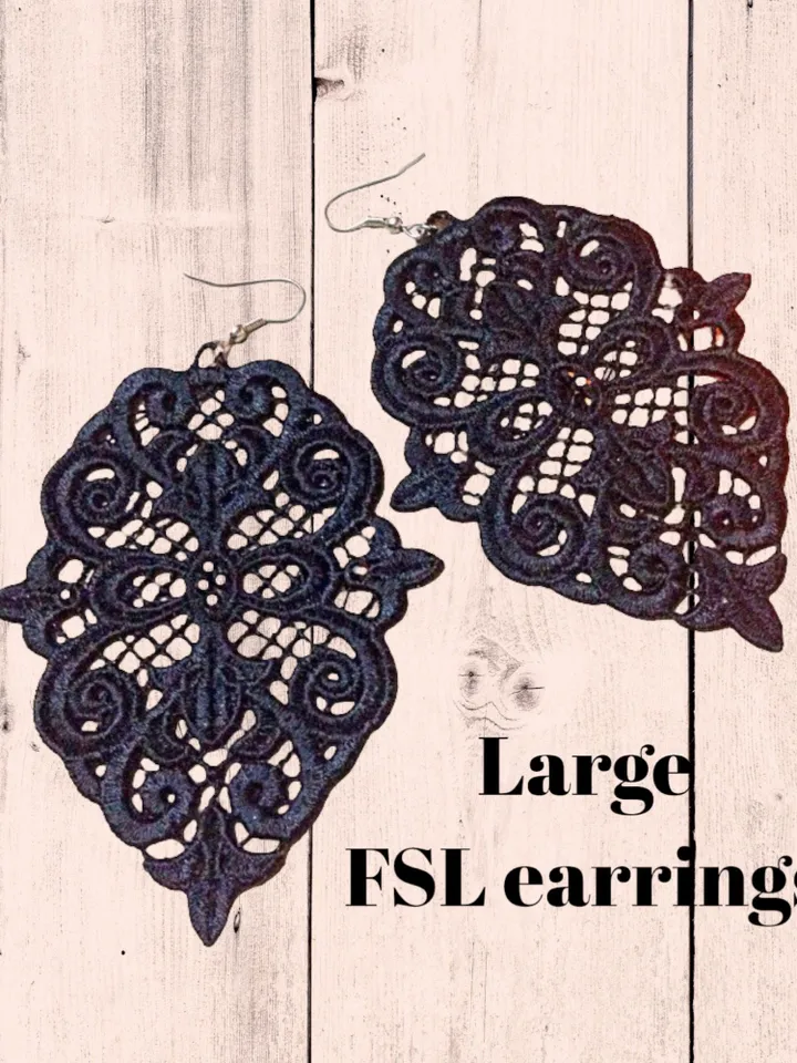 Lage Free Standing Lace Earrings machine embroidery design FSL pattern digital embroidery design  jewerly embroidery motif