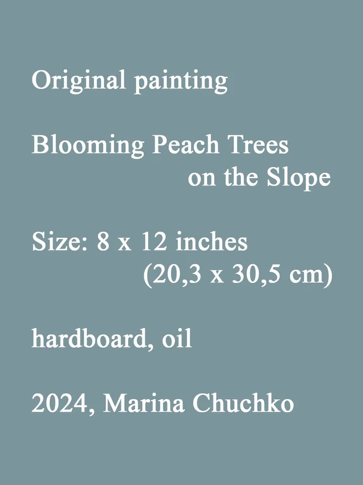 Blooming Trees Painting 8x12" Spring Landscape ORIGINAL Artwork Impressionist Hillside ART Signed by artist Marina Chuchko