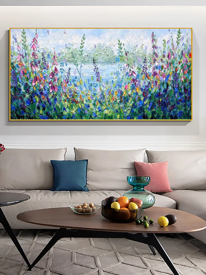 Original Oil Painting On Canvas, Abstract Modern Colorful Flower Painting, Large Wall Art, Boho Wall Décor, Home Decor, Bedroom Wall Decor