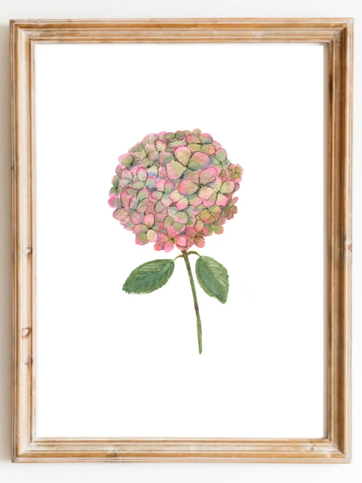 Hydrangea Flower Watercolor Poster Floral Painting Minimalist Wall Art Printable Artwork Botanical Painting Hydrangea Art Hydrangea decor
