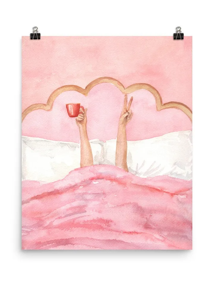 Pink Feminine Room Poster, Watercolor Painting, Girls Room Wall Art, Pink Retro Poster, Teen Prints Girl, Girly Bedroom Art, Pastel Pink Art
