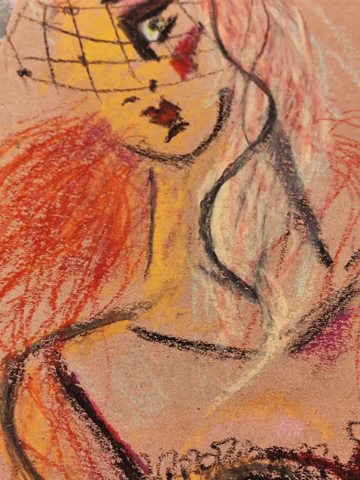 Interior painting.Burlesque girl.