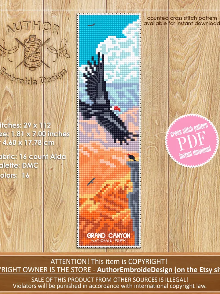 National Park bookmark set cross stitch pattern PDF download Nature cross stitch chart, Digital bookmark pattern PDF, Wild animals #B190