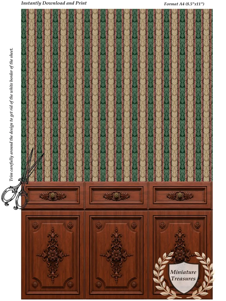 Wallpapers- Set 1 | Printables for Dollhouses and Unique Miniature Projects | Digital Downloads | in Scale 1/12th