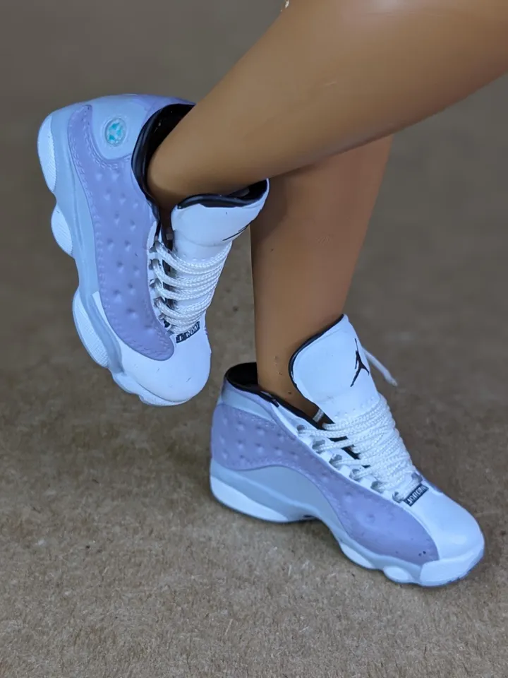 Premium purple & white sneakers for 12 inch male dolls