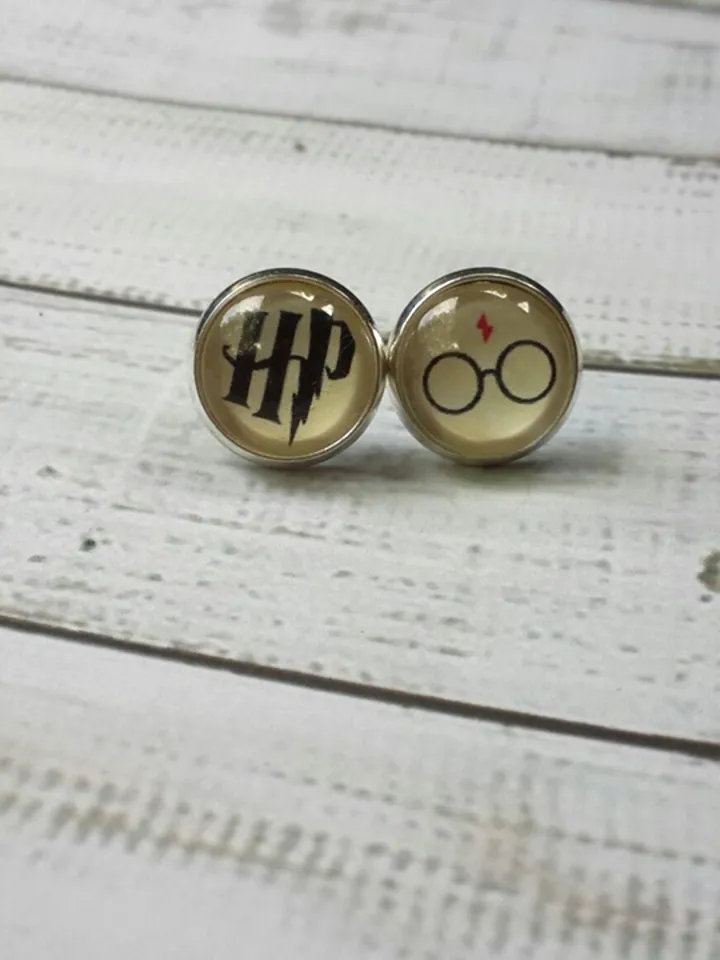 I A-Dumbledore you earrings, Harry Potter Earrings, Harry Potter studs gift with glass cabochon