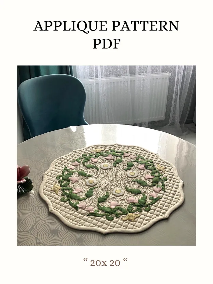Floral Wreath Applique Quilt Pattern PDF