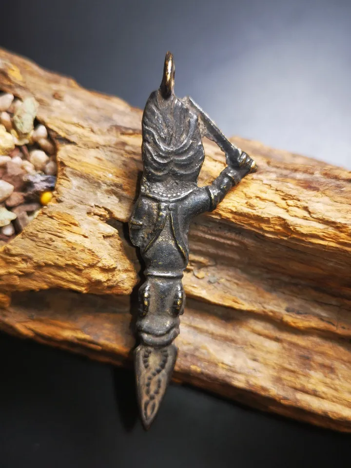 Gandhanra Antique Thokcha Pendant,Phurba Kila of Manjusri and Samantabhadra,Tibetan Budhist Protective Amulet,80 Years Old
