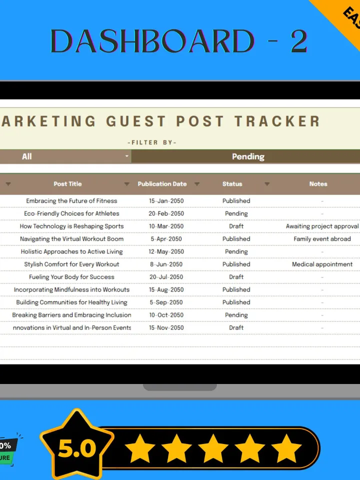 Marketing Guest Post Tracker Template, Guest Post Planner, Outreach Tracking Spreadsheet, Blog Collaboration Log, PR Content Organizer