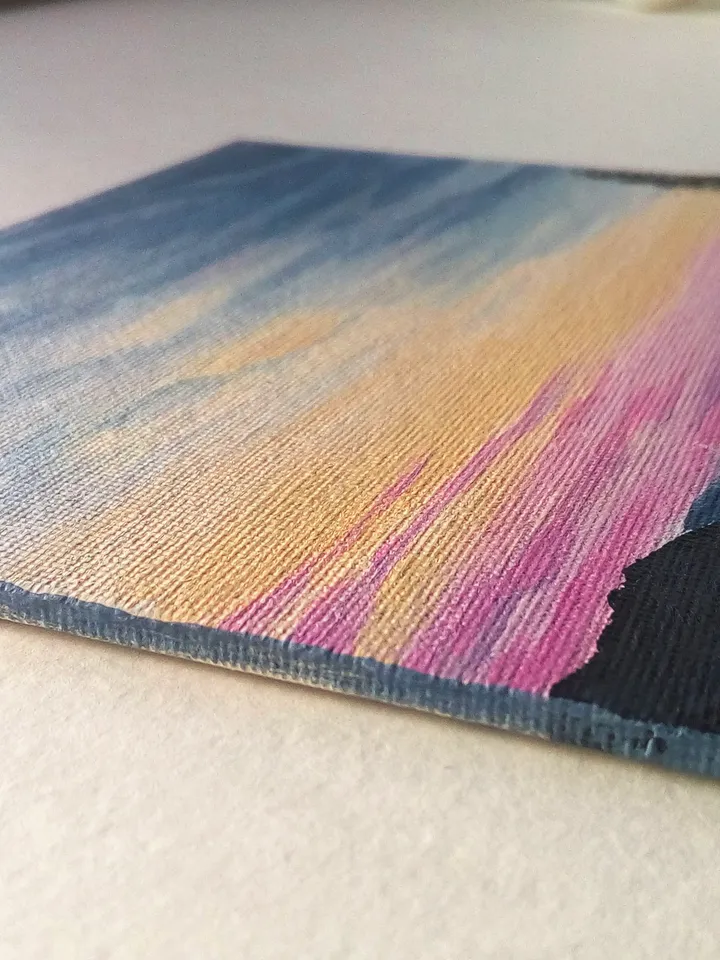 Painting Sunset on the sea, Pink sunset, Landscape acrylic, Painting with sunset, Seascape
