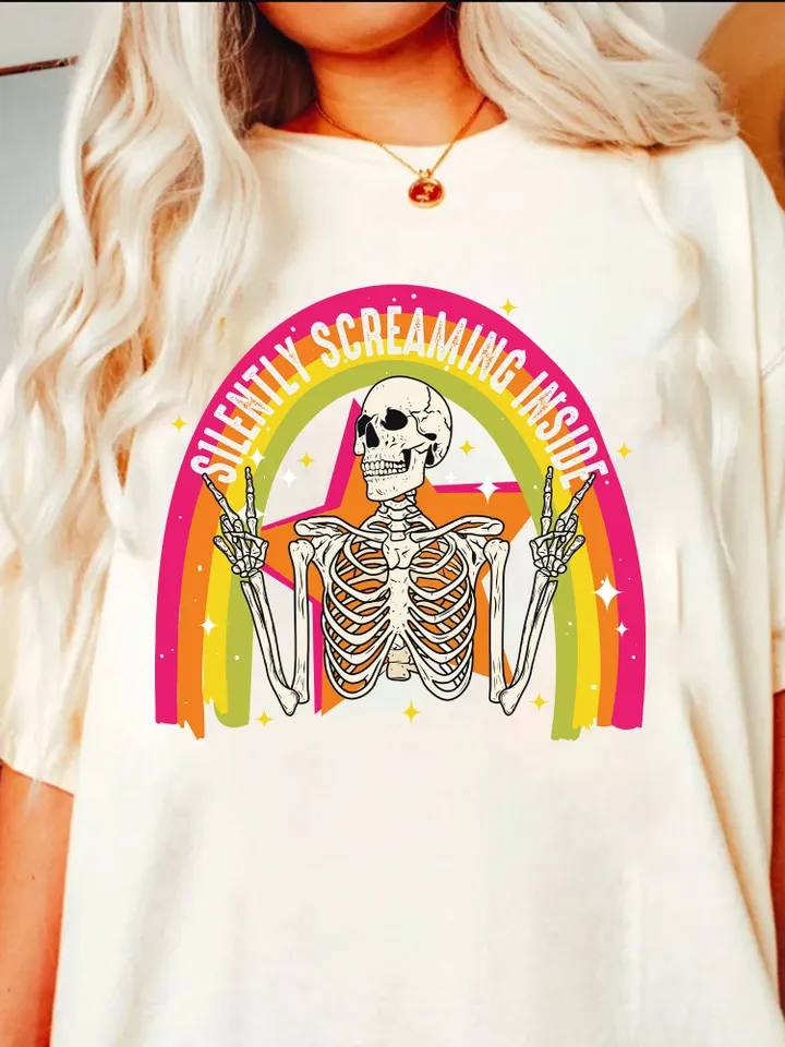 Silently Screaming Png Dead Inside but Also Love Rainbows PNG | Trending PNG | Funny PNG | Funny Mental Health Design | Anxiety Funny Design