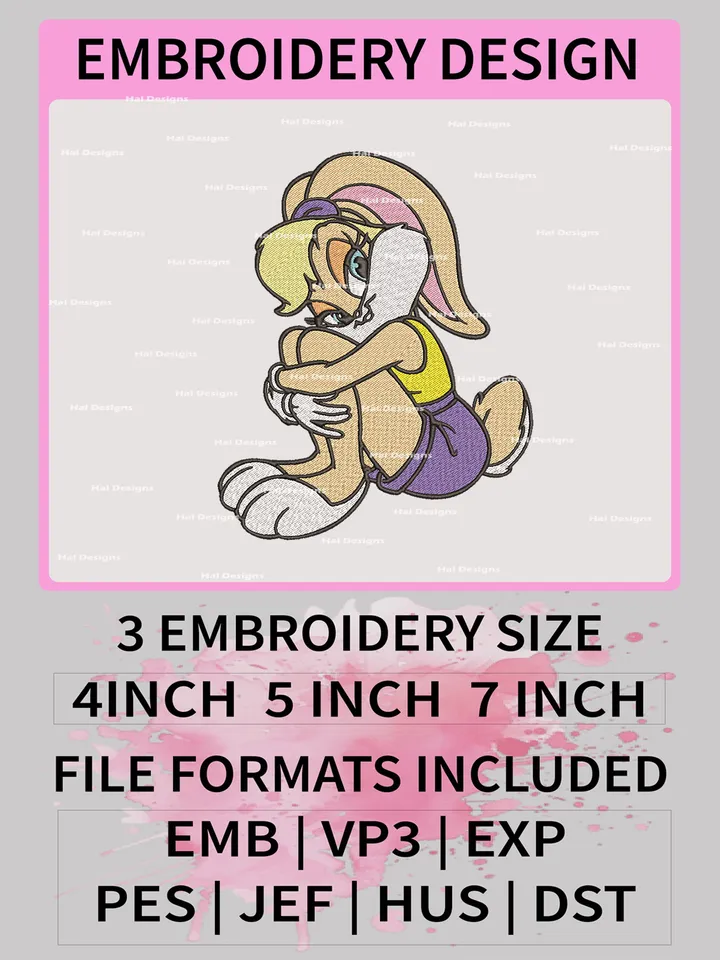 Lola Bunny Embroidery Designs, Cartoon Logo Embroidery Files, Looney Tunes Machine Embroidery Patte