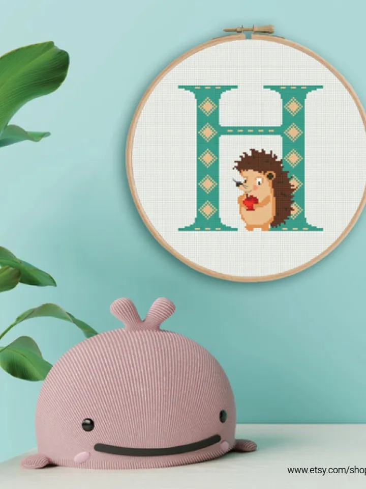 Letter H Hedgehog ABC Cross stitch pattern | Embroidery Pattern | Instant Download | Embroidery Designs