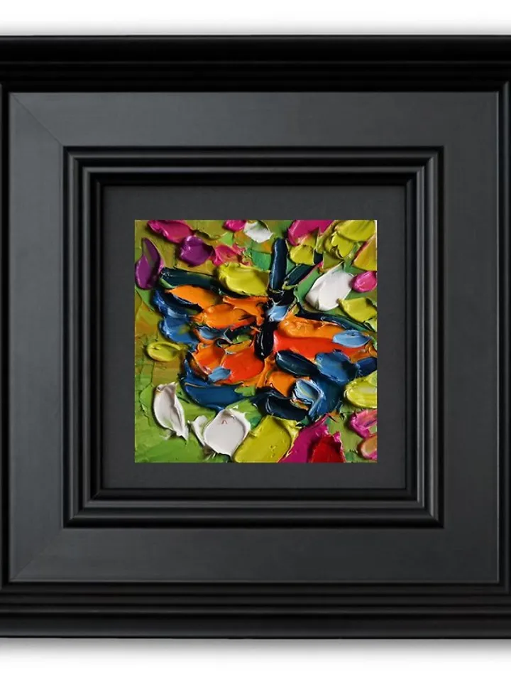 Monarch Butterfly Painting Original Art Small Impasto Oil Painting
