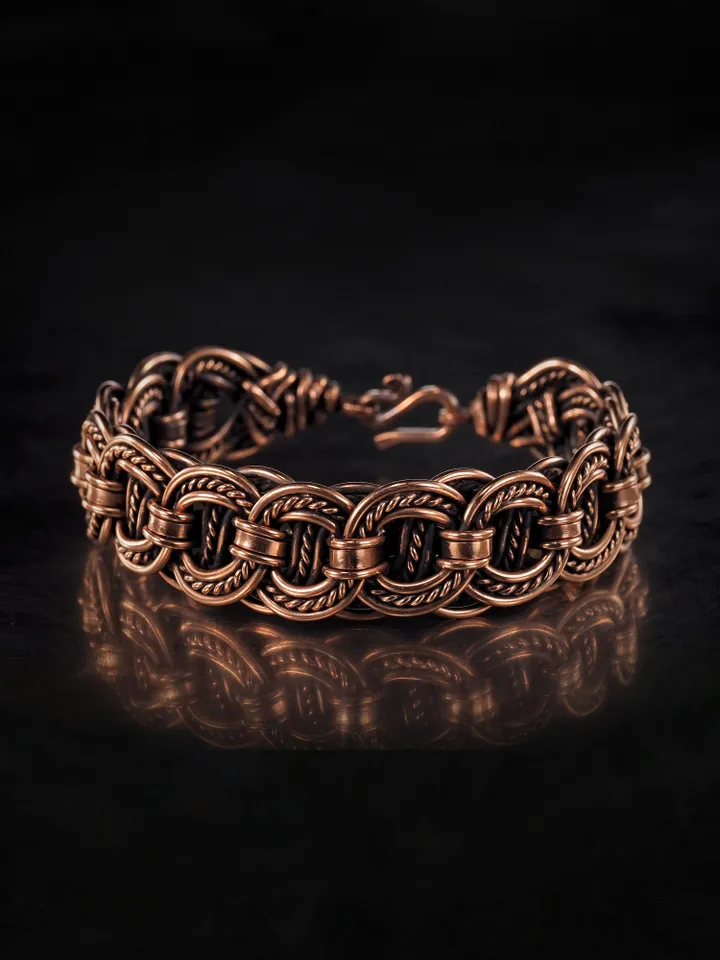 Woven copper wire bracelet Antique style handcrafted copper jewelry Unique gift
