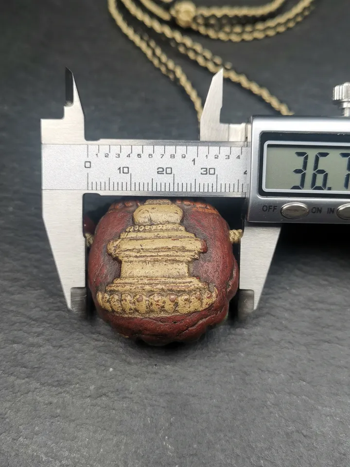 Gandhanra Old Tibetan Stupa Tsa Tsa Amulet, Double-sided Stupa and Scorpion Guru of Padmasambhava, Scorpion Terma Pendant,30 Years Old