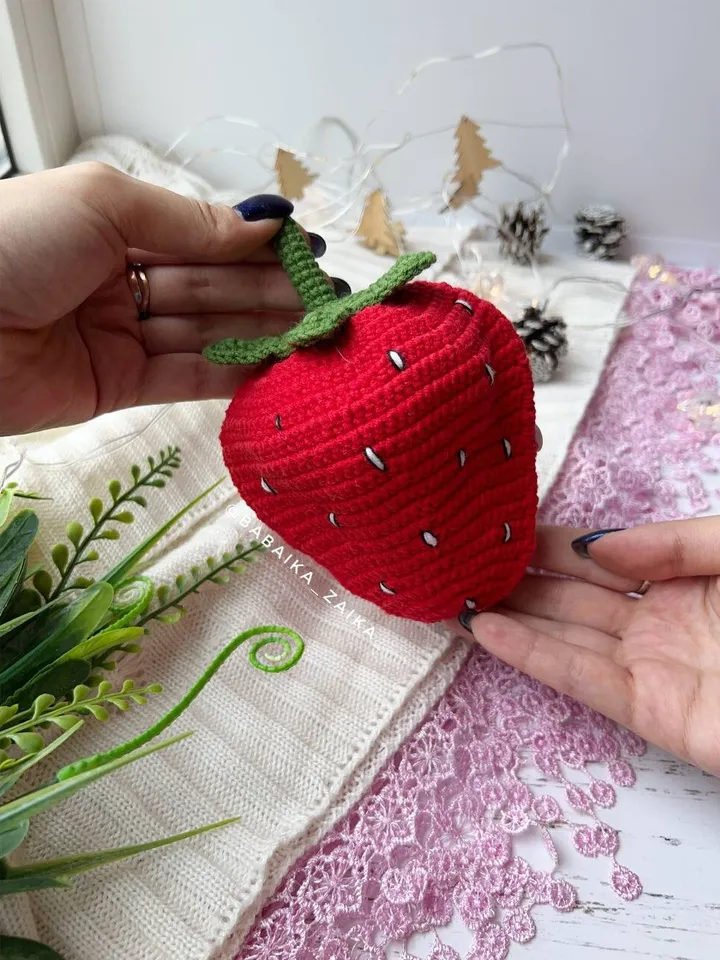 PDF Crochet Strawberry Fox Amigurumi Pattern, Crochet Fruits Pattern, Cute amigurumi fox, Crochet Amigurumi fruit Toy, Small Toy Pattern