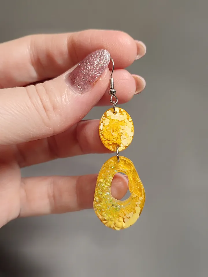 Yellow colored earrings, beautiful costume jewelry