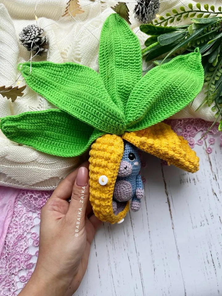 PDF Crochet Corn Donkey Amigurumi Pattern,  Crochet Fruits Pattern, Cute amigurumi Donkey, Crochet Amigurumi fruit Toy, Small Toy Pattern