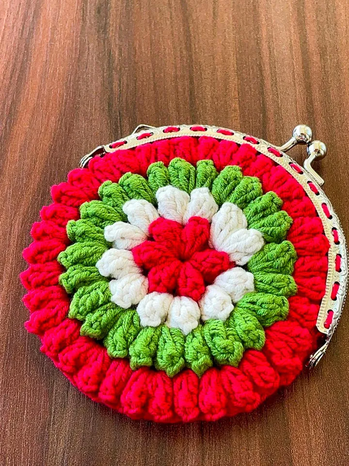 Crochet Flower Coin Purse PDF Pattern, Small Floral Crochet Pouch, Handmade Wallet Design, Christmas Crochet Bag PDF, Instant Download