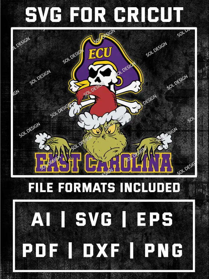 Grinch East Carolina Pirates SVG, NCAA SVG Design, NCAA ECU Pirates SVG, NCAA Pirates Cricut, Christmas Svg, Grinch svg, Digital Download