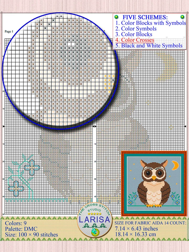 Owl Cross Stitch Pattern | Enchanting Owl Design