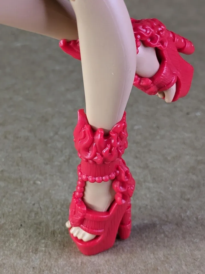 Red fire sandals with high heels for 10.5 inch female dolls (MH, EAH)