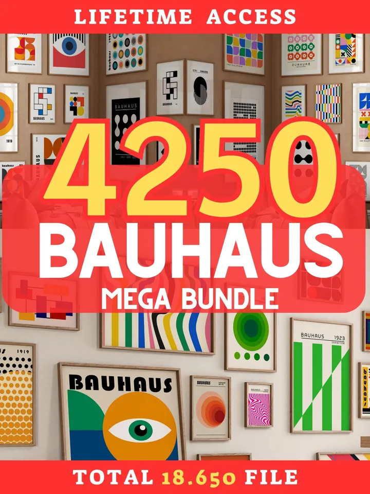 Bauhaus poster set of 4250+ premium printable wall art prints mid century modern minimalist abstract geometric bundle digital print download