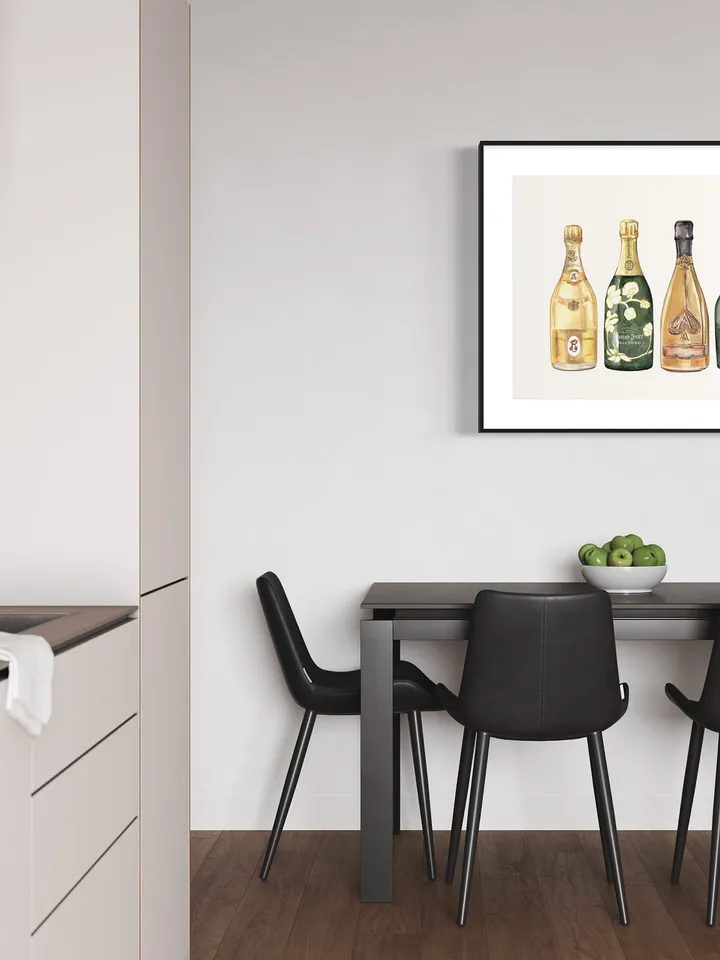 Champagne Watercolor Art Print, Cocktail Print, Bar Cart Art Work, Bar Decor, College Apartment, Wine Cocktail Drink, College Dorm Decor