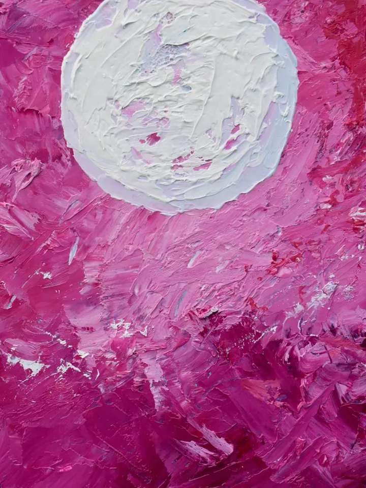 Night Sky Painting Full Moon Artwork Original Art 6 by 6 in Moonlit Night Painting Small artwork Purple Home Decor