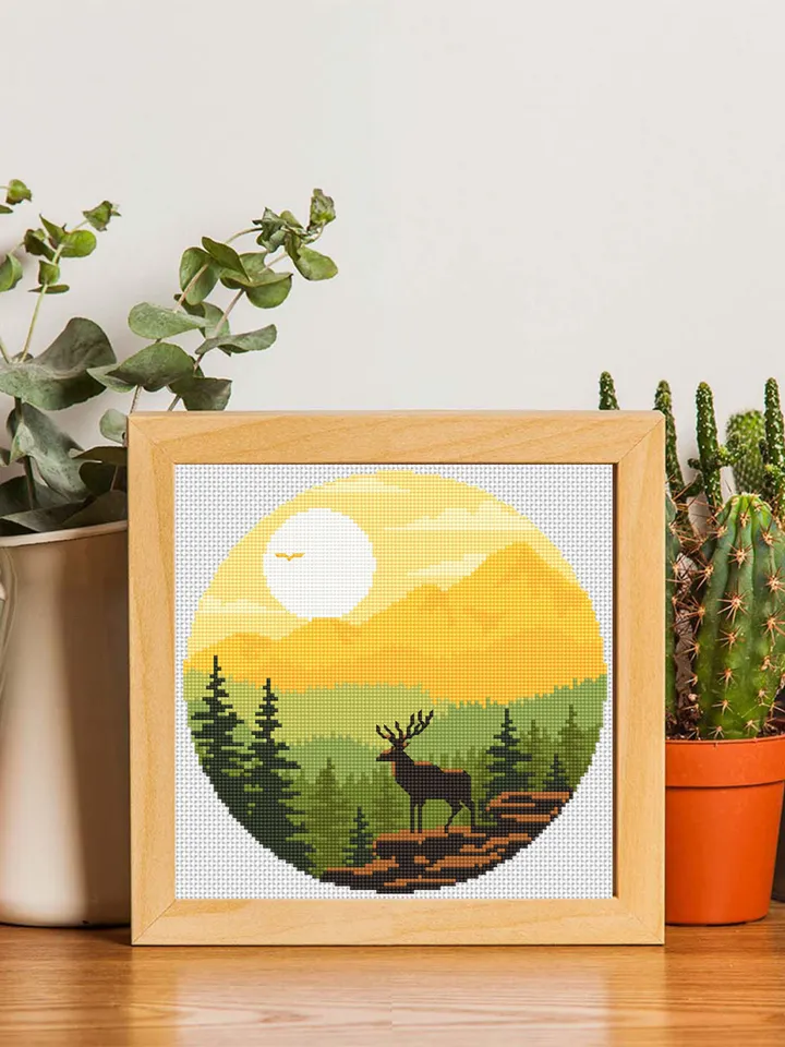 Nature cross stitch pattern download PDF Mountain landscape cross stitch National park digital PDF Forest xstitch chart DIY Home decor #L9