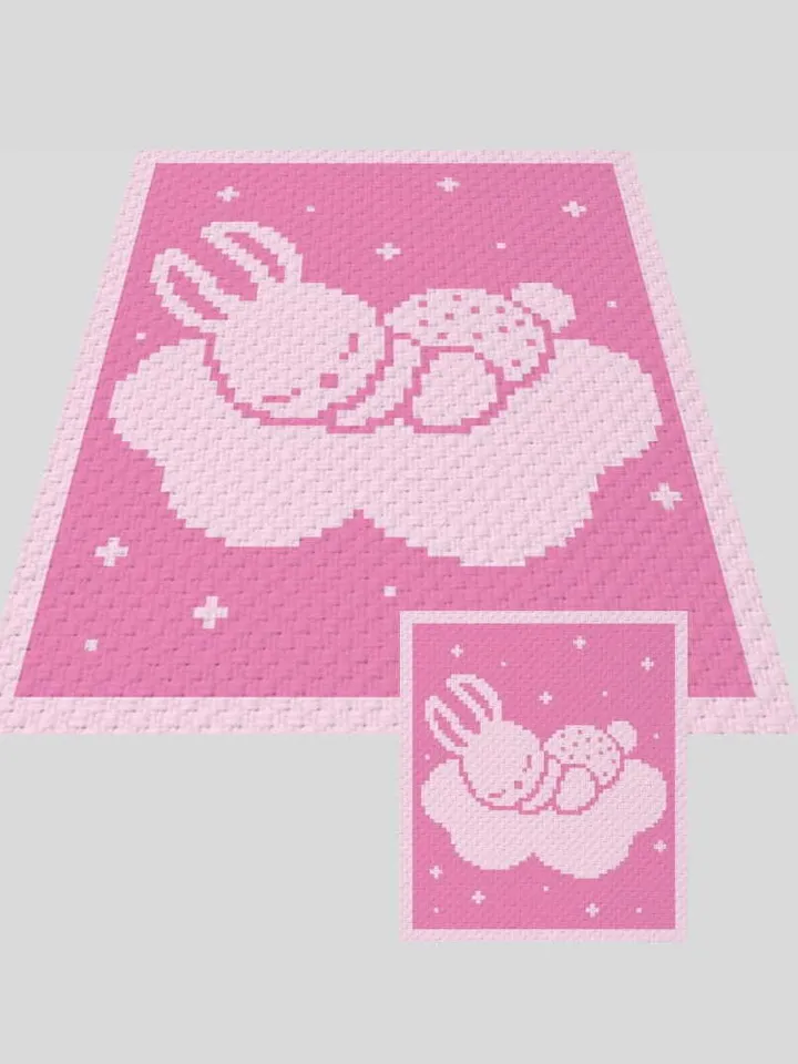 Bunny on the cloud-Crochet C2C graphgan blanket pattern