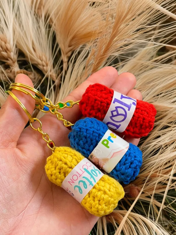 Crochet Keychain Tutorial - Mini Crochet Yarn Ball Ornament for Crochet Lovers - Inspirational Crochet Keychain Ideas